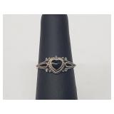 .925 Sterling Silver Onyx Heart Ring