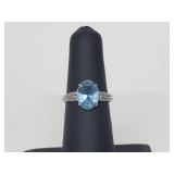 .925 Sterling Silver Aquamarine Ring