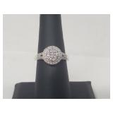 .925 Sterling Silver Diamond Engagement Style Ring .925 Sterling Silver Diamond Engagement Style Ring