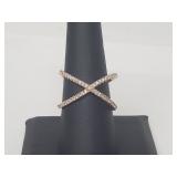 .925 Sterling Silver Rose Gold Toned Diamond Ring .925 Sterling Silver Rose Gold Toned Diamond Ring