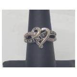 .925 Sterl Silver Diamond/Black Diamond Heart Ring .925 Sterl Silver Diamond/Black Diamond Heart Ring