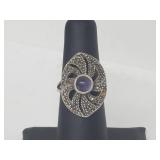 .925 Sterling Silver Amethyst/Marcasite Ring .925 Sterling Silver Amethyst/Marcasite Ring