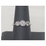 .925 Sterling Silver CZ Three Stone Ring