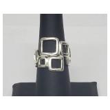 .925 Sterling Silver Geometric Ring