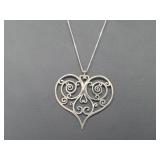 .925 Sterl Silver Heart Pendant & Chain