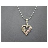 .925 Sterl Pink Tourmaline Heart Pend & Chain