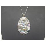 .925 Sterling Silver Abalone Pendant & Chain .925 Sterling Silver Abalone Pendant & Chain