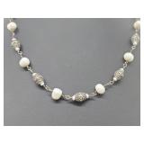 .925 Sterling Silver Faux Pearl Necklace