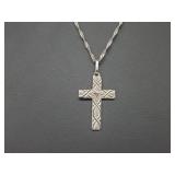 .925 Sterling Silver Cross Pendant & Chain