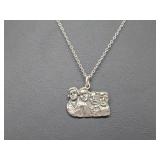 .925 Sterling Silver Mt Rushmore Pendant & Chain