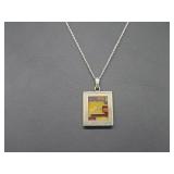 .925 Sterling Silver Naturl Gem Pendant & Chain .925 Sterling Silver Naturl Gem Pendant & Chain