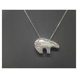 .925 Sterling Silver Native Amer Bear Pend & Chain