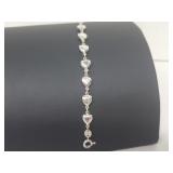 .925 Sterling Silver Heart Bracelet .925 Sterling Silver Heart Bracelet