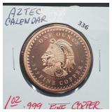 1oz .999 Copper Aztec Calendar Round