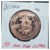 1oz .999 Copper Bitcoin Round 1oz .999 Copper Bitcoin Round