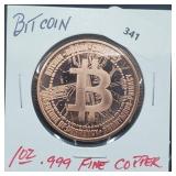 1oz .999 Copper Bitcoin Round