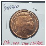 1oz .999 Copper Buffalo Round