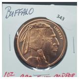 1oz .999 Copper Buffalo Round