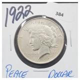 1922 90% Silver Peace $1 Dollar