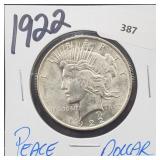 1922 90% Silver Peace $1 Dollar