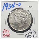 Key Date 1934-D 90% Silver Peace $1 Dollar