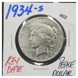 Key Date 1934-S 90% Silver Peace $1 Dollar