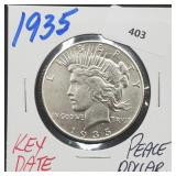 Key Date 1935 90% Silver Peace $1 Dollar