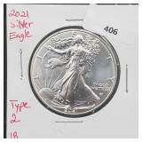 2021 1oz .999 Silver Eagle Type 2 2021 1oz .999 Silver Eagle Type 2