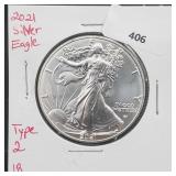 2021 1oz .999 Silver Eagle Type 2