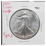 2021 1oz .999 Silver Eagle Type 2