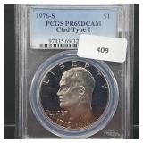 PCGS 1976-S PR69DCAM Clad Type 2 Ike $1 Dollar