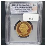 ICG 2007-S PR70DCAM Washington $1 Dollar