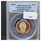 ANACS 2008-S PR70DCAM Monroe $1 Dollar