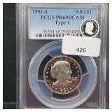 PCGS 1981-S PR69DCAM Type 1 SBA $1 Dollar