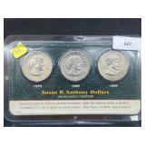 Three UNC Susan B Anthony $1 Dollars Three UNC Susan B Anthony $1 Dollars