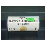 Roll 2021 P Native American $1 Dollars Roll 2021 P Native American $1 Dollars
