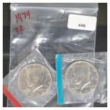 2-1974 JFK Half $1 Dollars 2-1974 JFK Half $1 Dollars