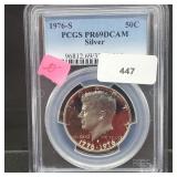 PCGS 1976-S PR69DCAM 40% Silver JFK Half $1