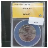 ANACS 2004-P MS66 JFK Half $1 Dollar ANACS 2004-P MS66 JFK Half $1 Dollar
