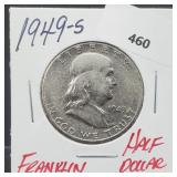 1949-S 90% Silver Franklin Half $1 Dollar 1949-S 90% Silver Franklin Half $1 Dollar