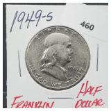 1949-S 90% Silver Franklin Half $1 Dollar