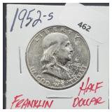 1952-S 90% Silver Franklin Half $1 Dollar