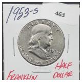 1953-S 90% Silver Franklin Half $1 Dollar 1953-S 90% Silver Franklin Half $1 Dollar