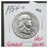 1954-S 90% Silver Franklin Half $1 Dollar 1954-S 90% Silver Franklin Half $1 Dollar