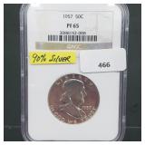 NGC 1957 PF65 90% Silver Franklin Half $1 Dollar NGC 1957 PF65 90% Silver Franklin Half $1 Dollar