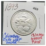 1893 90% Silver Columbian Expo Half $1 Dollar