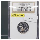 NGC 2004-S PF69 Ultra Cameo MI 90% Silv Quarter NGC 2004-S PF69 Ultra Cameo MI 90% Silv Quarter