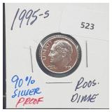 1995-S 90% Silver Proof Roos Dime 10 Cents 1995-S 90% Silver Proof Roos Dime 10 Cents