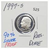 1997-S 90% Silver Proof Roos Dime 10 Cents 1997-S 90% Silver Proof Roos Dime 10 Cents