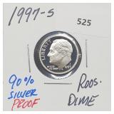 1997-S 90% Silver Proof Roos Dime 10 Cents